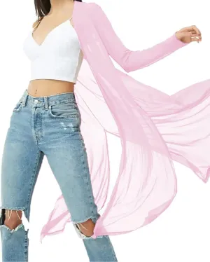 BelleLovin Womens Sexy Sheer Long Sleeve Cardigan See Through Mesh Cover Up