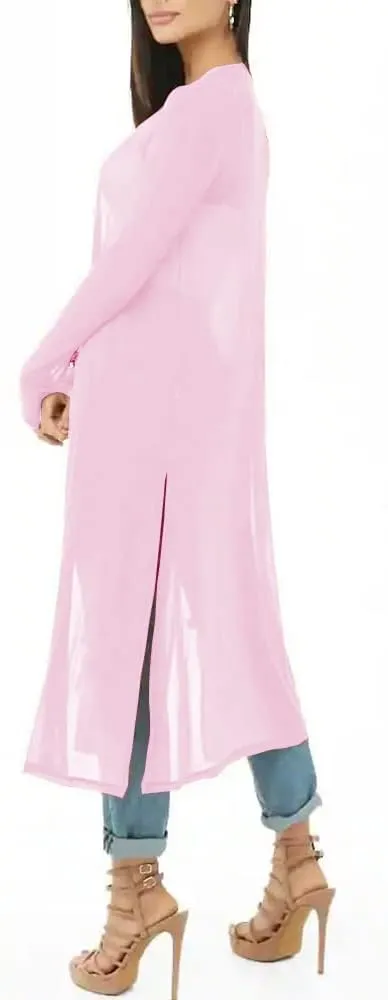 BelleLovin Womens Sexy Sheer Long Sleeve Cardigan See Through Mesh Cover Up