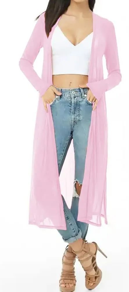 BelleLovin Womens Sexy Sheer Long Sleeve Cardigan See Through Mesh Cover Up