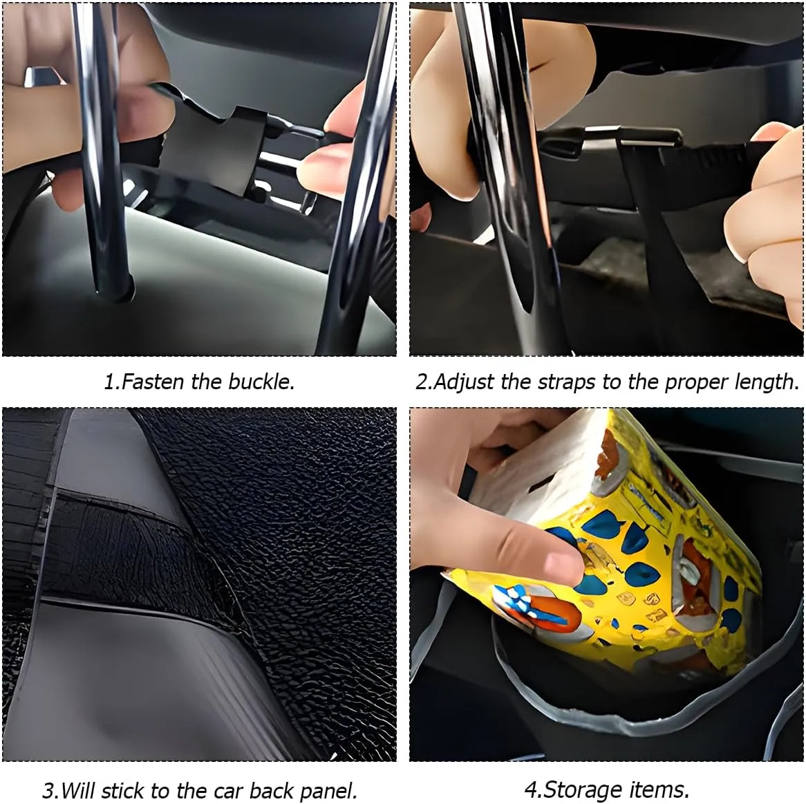 BELOMI Car Trunk Organizer, Auto Waterproof Sturdy Backseat Hanging Large Storage Collapsible Cargo Bag with Anti-Slip Adjustable Strip&4 Pockets, Vehicle Interior Accessories for Man Woman (Gray)