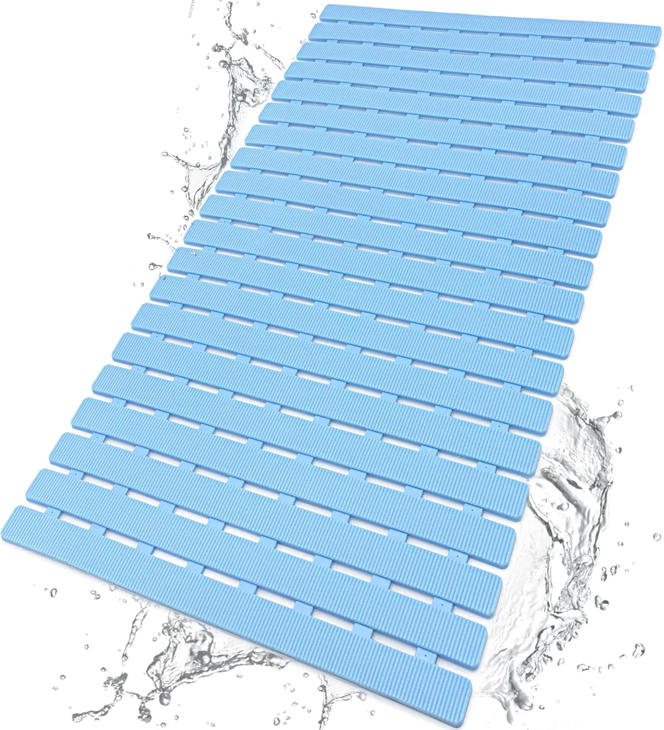 BEMISO Shower Mat Non Slip Bathtub Mat with Suction Cups and Drain Holes 27.5 x15.7 Inch Bath Mat for Tub & Shower.Easy Dry,Easy to Cut,Eco-Friendly