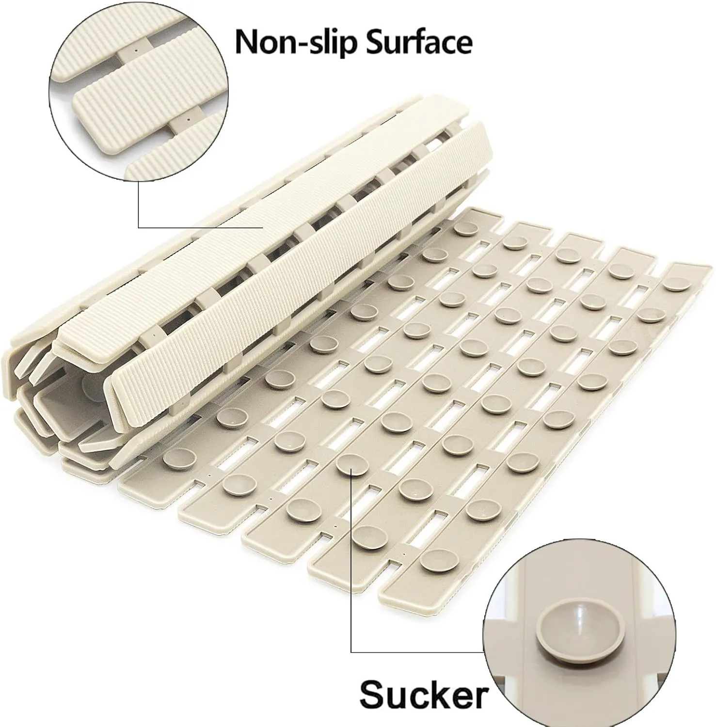BEMISO Shower Mat Non Slip Bathtub Mat with Suction Cups and Drain Holes 27.5 x15.7 Inch Bath Mat for Tub & Shower.Easy Dry,Easy to Cut,Eco-Friendly