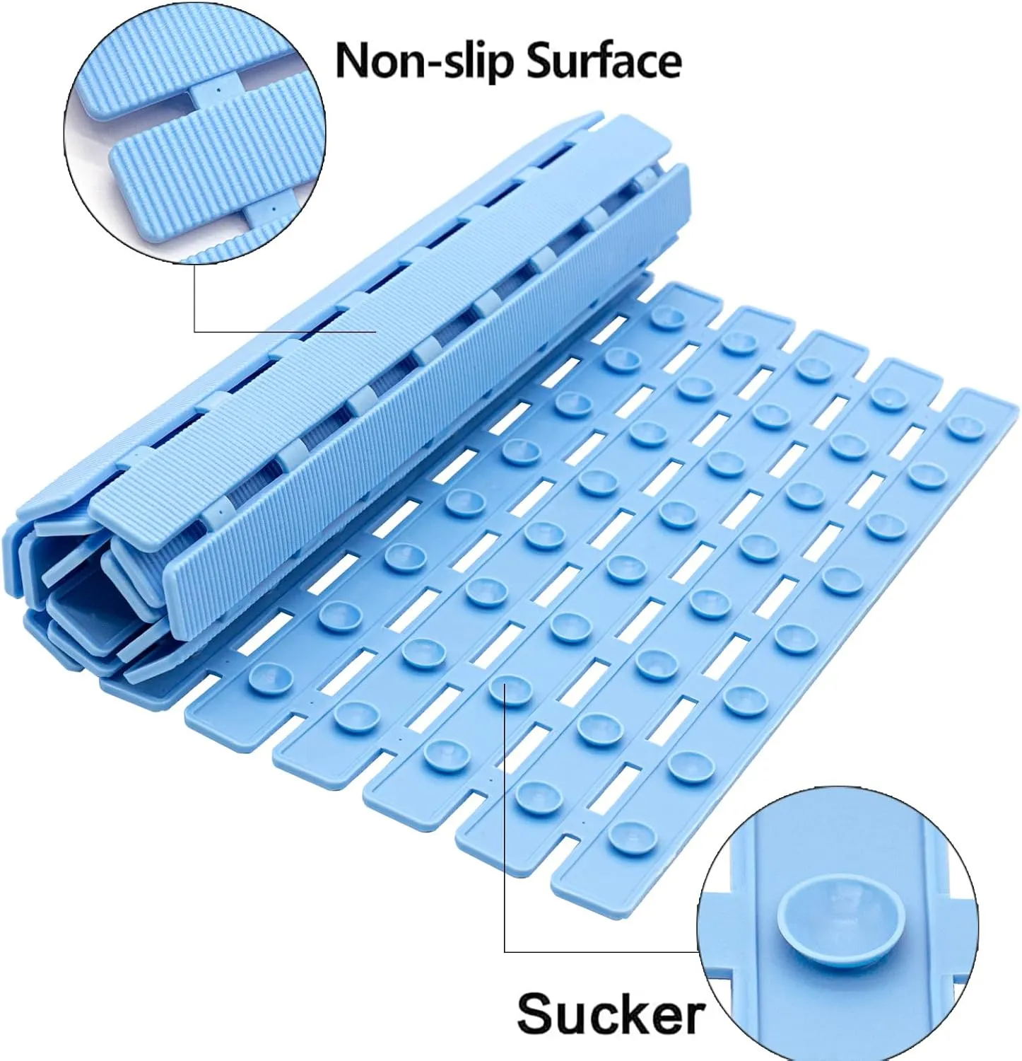 BEMISO Shower Mat Non Slip Bathtub Mat with Suction Cups and Drain Holes 27.5 x15.7 Inch Bath Mat for Tub & Shower.Easy Dry,Easy to Cut,Eco-Friendly