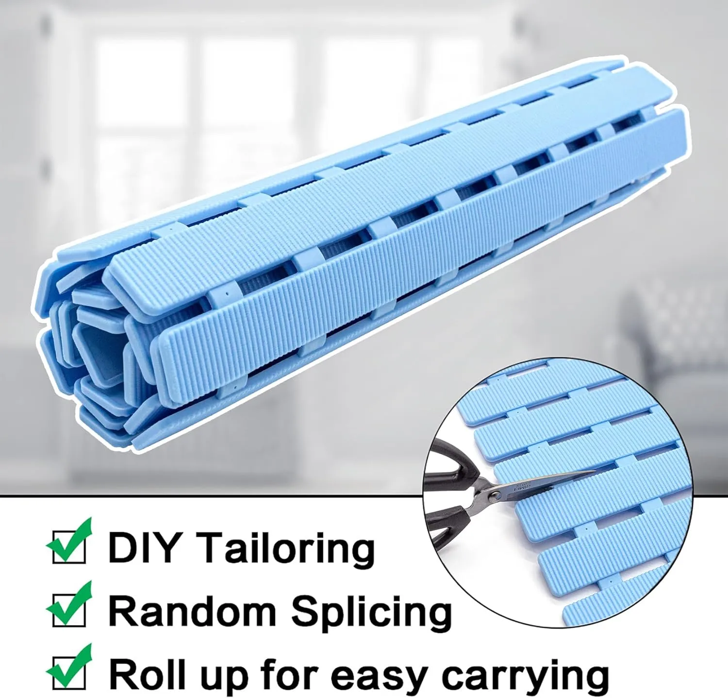 BEMISO Shower Mat Non Slip Bathtub Mat with Suction Cups and Drain Holes 27.5 x15.7 Inch Bath Mat for Tub & Shower.Easy Dry,Easy to Cut,Eco-Friendly