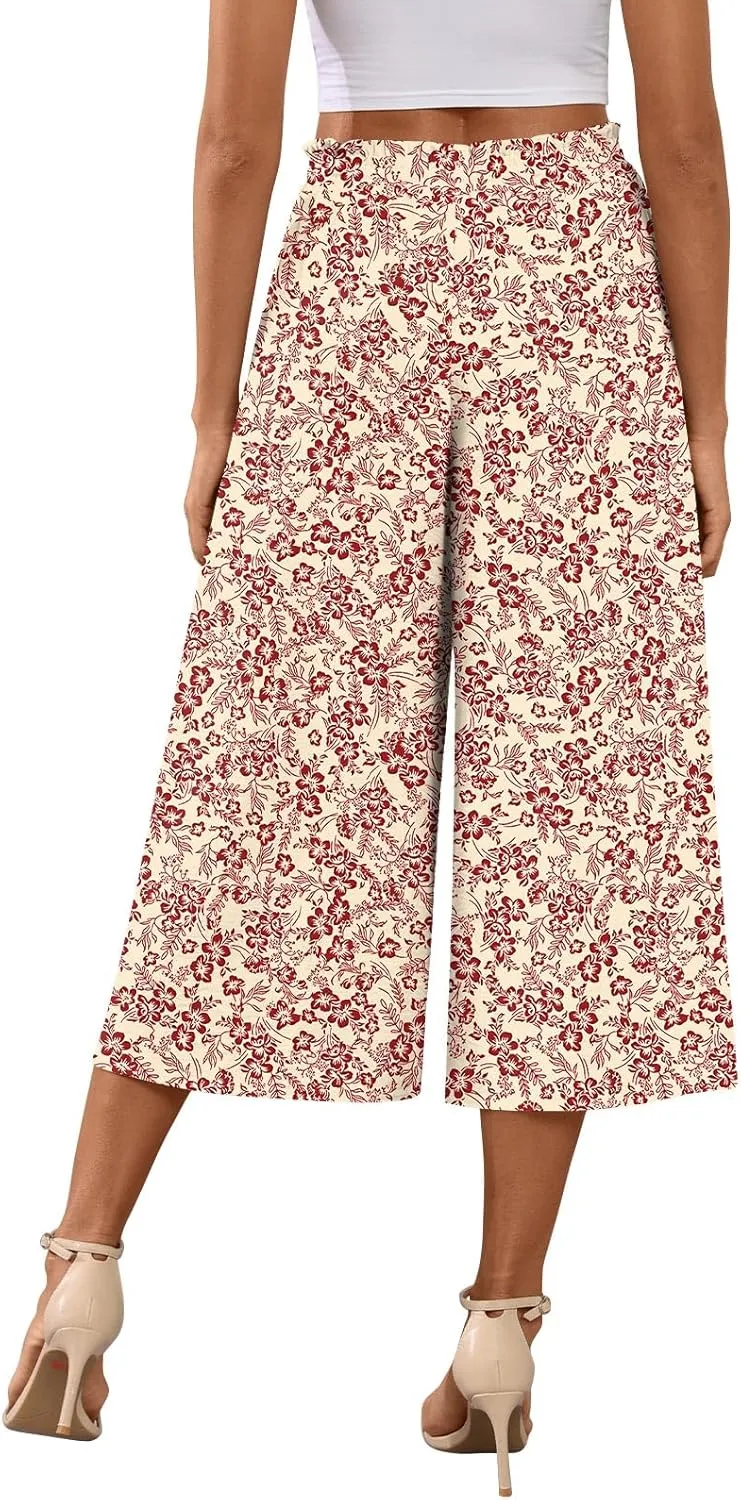 Bestbee Womens Capri Palazzo Pants Dressy Casual Wide Leg Pants Business Slacks with Pockets