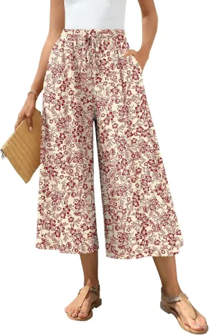 Bestbee Womens Capri Palazzo Pants Dressy Casual Wide Leg Pants Business Slacks with Pockets