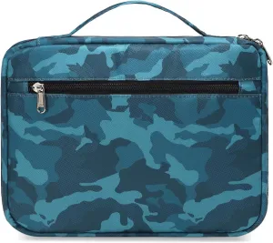 Bible Cover for Boys Kids Scripture Carrying Case with Handle Pockets Childrens Toddler LDS Handbook Holy Book Protector Pouch Teens Church Bag Hope Journaling Storage Organizer Camo Blue