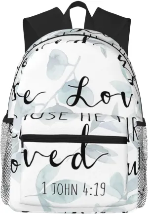 Bible Verse - 1 John 4 19 Lightweight Packable Backpack Travel Casual Hiking Daypack Foldable Backpack For Men Women