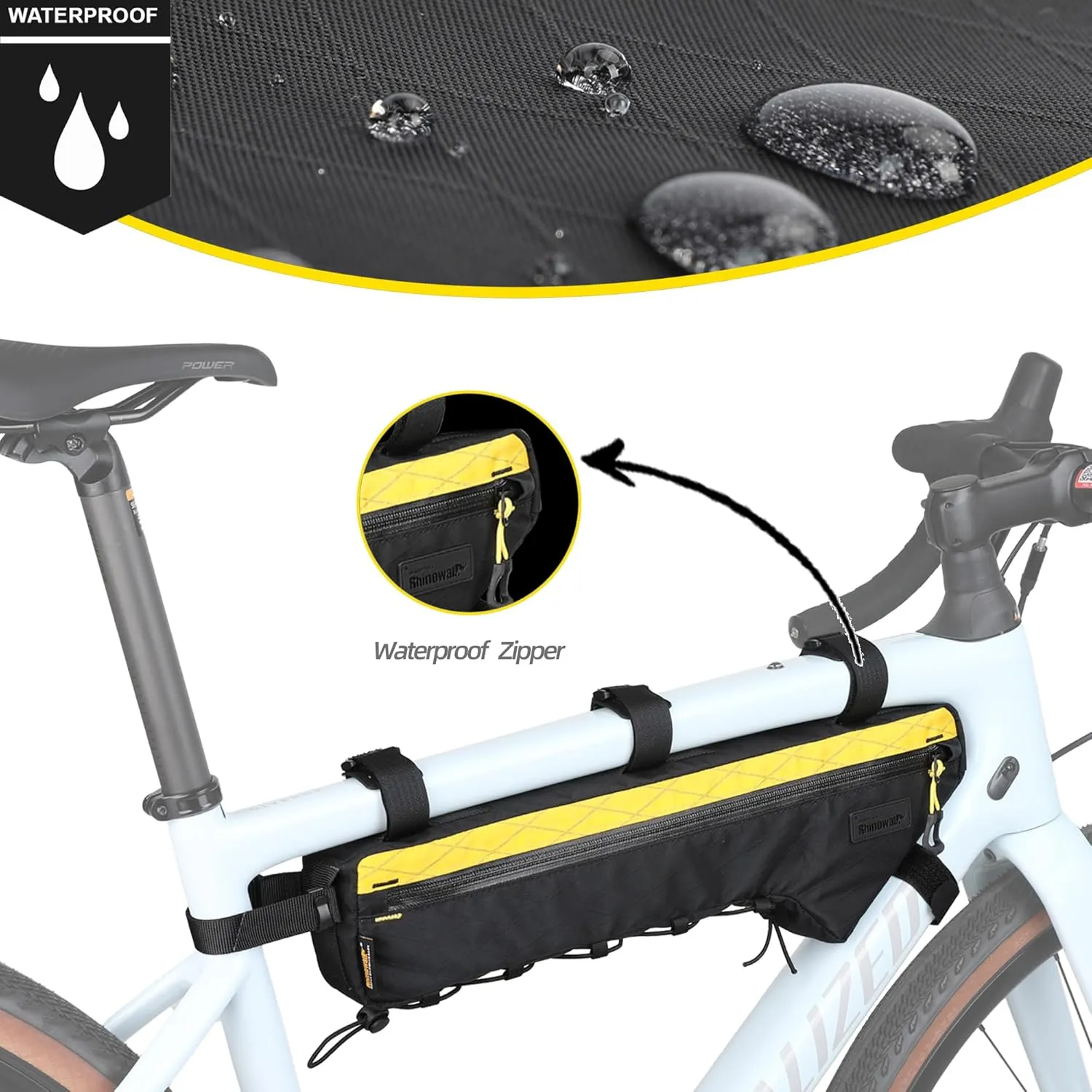 Bicycle Frame Bag Bike Triangle Bag Waterproof Bike Bag 2.4L with Dual Side Mesh Pockets for MTB Road Bike Cycling Commuting and Outdoor Adventures
