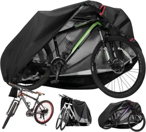 Bike Cover for Outside Storage, 210D Outdoor Waterproof Bicycle Covers Rain Sun UV Dust Proof with Lock Hole, Ideal for Mountain Road Electric Bike,Black,190X65X98cm