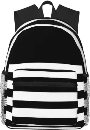 Black And White Striped Lightweight Packable Backpack Travel Casual Hiking Daypack Foldable Backpack For Men Women