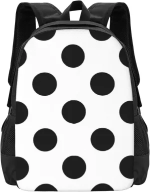 Black Polka Dots On White Lightweight Packable Backpack Travel Casual Large Capacity Daypack Foldable Backpack For Men Women