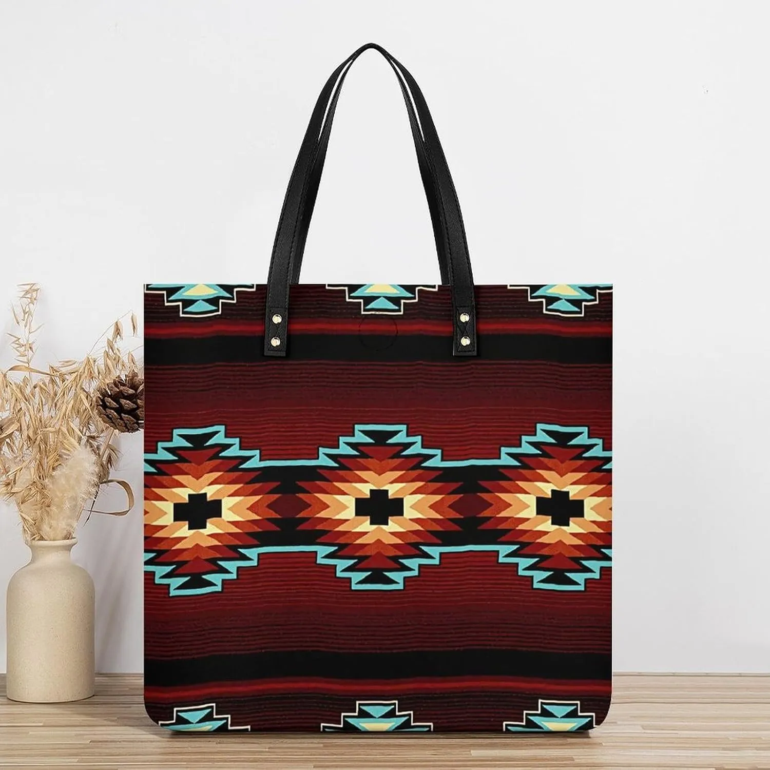 Black Retro Large Capacity Leather Handbag