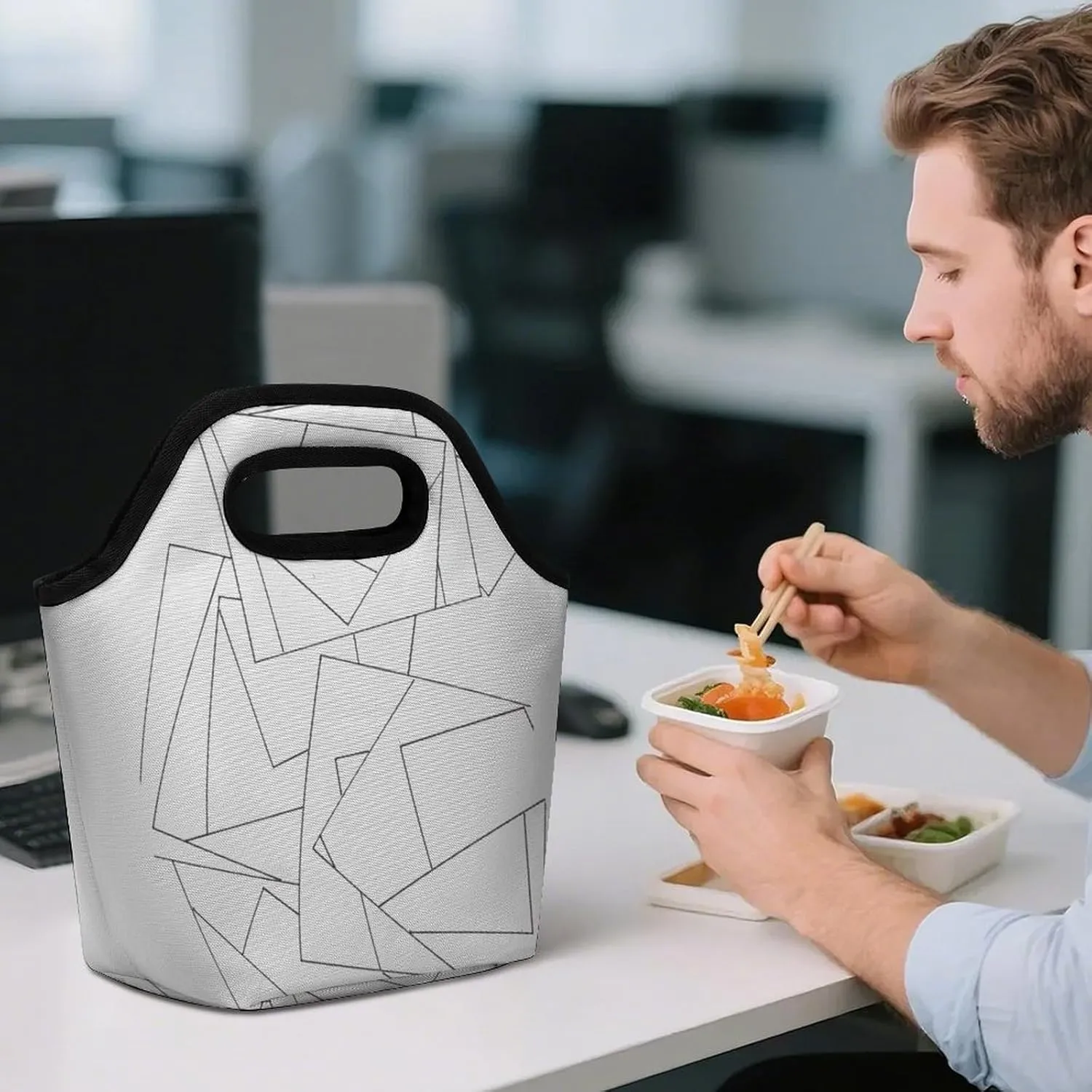 Black Retro Portable Portable Dining Bag, Large Capacity Dining Bag