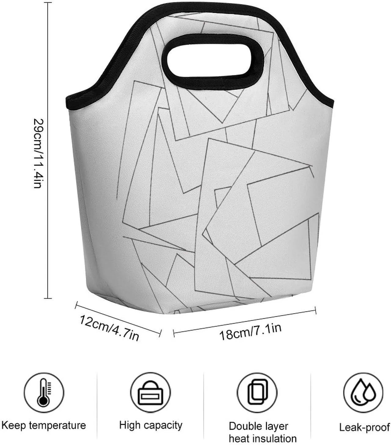 Black Retro Portable Portable Dining Bag, Large Capacity Dining Bag