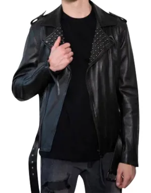 Black Rocker Studded Leather Jacket