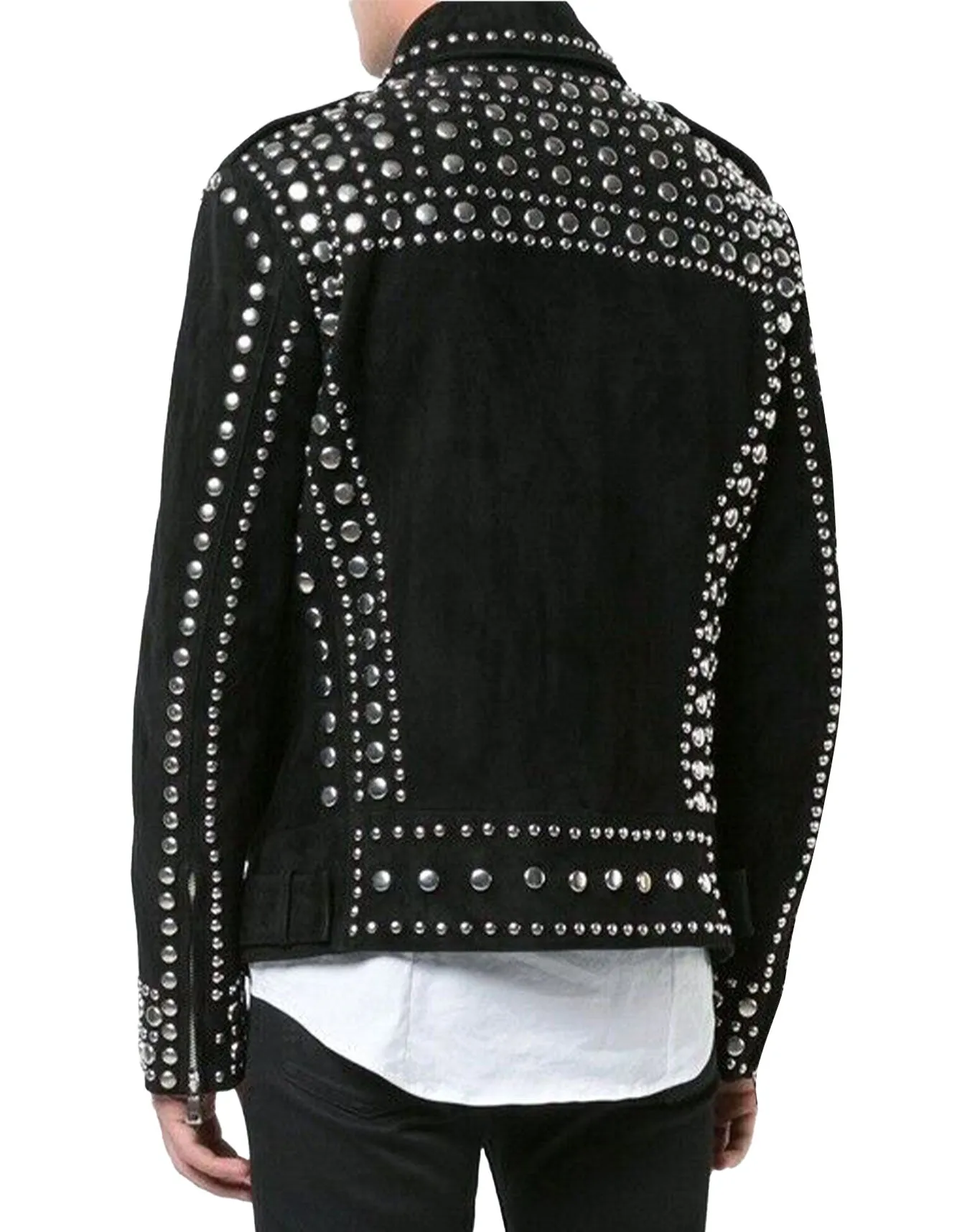 Black Studded Leather Moto Jacket