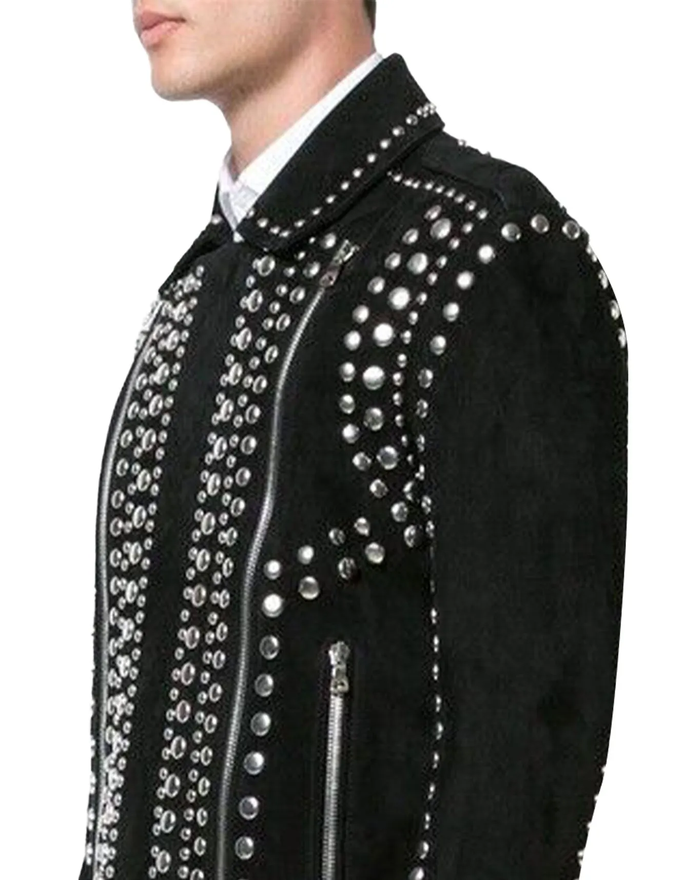 Black Studded Leather Moto Jacket