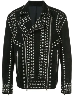 Black Studded Leather Moto Jacket