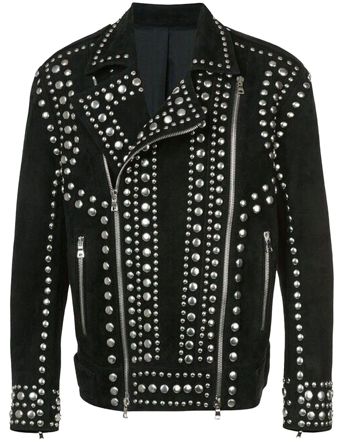 Black Studded Leather Moto Jacket
