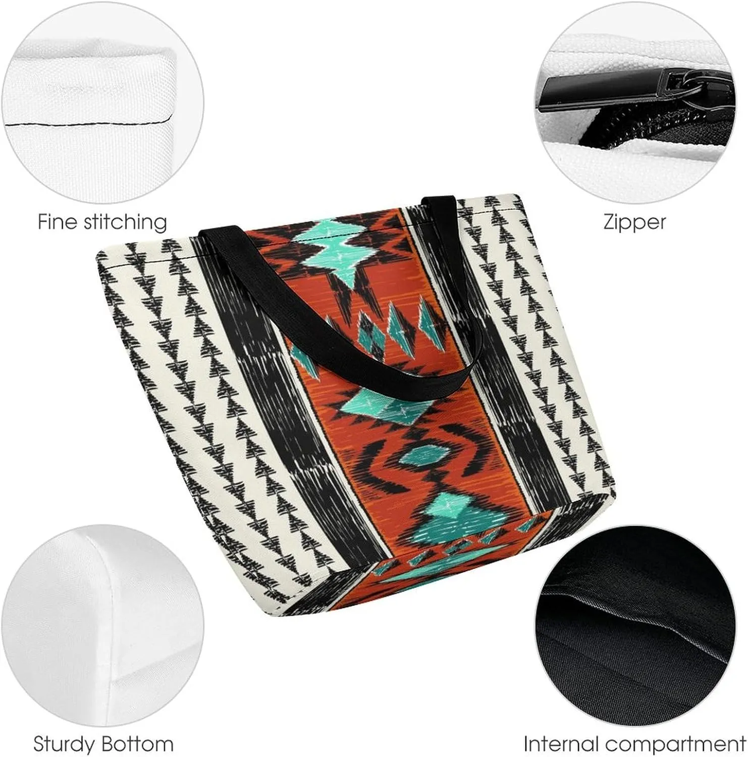 Black White Milk Cow Spots Print Pattern Handheld Shopping Bag with Large Capacity for Outdoor Shopping