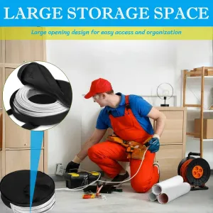 BLIRITEL Round Cable Bag, Waterproof Jumper Cable Organizer Storage Bag, Perfect for Jumper Cables,RV Sewer Pipe,EV Charging Cord Storage,Extensions and Garden Hoses,Camper Accessories (Black)