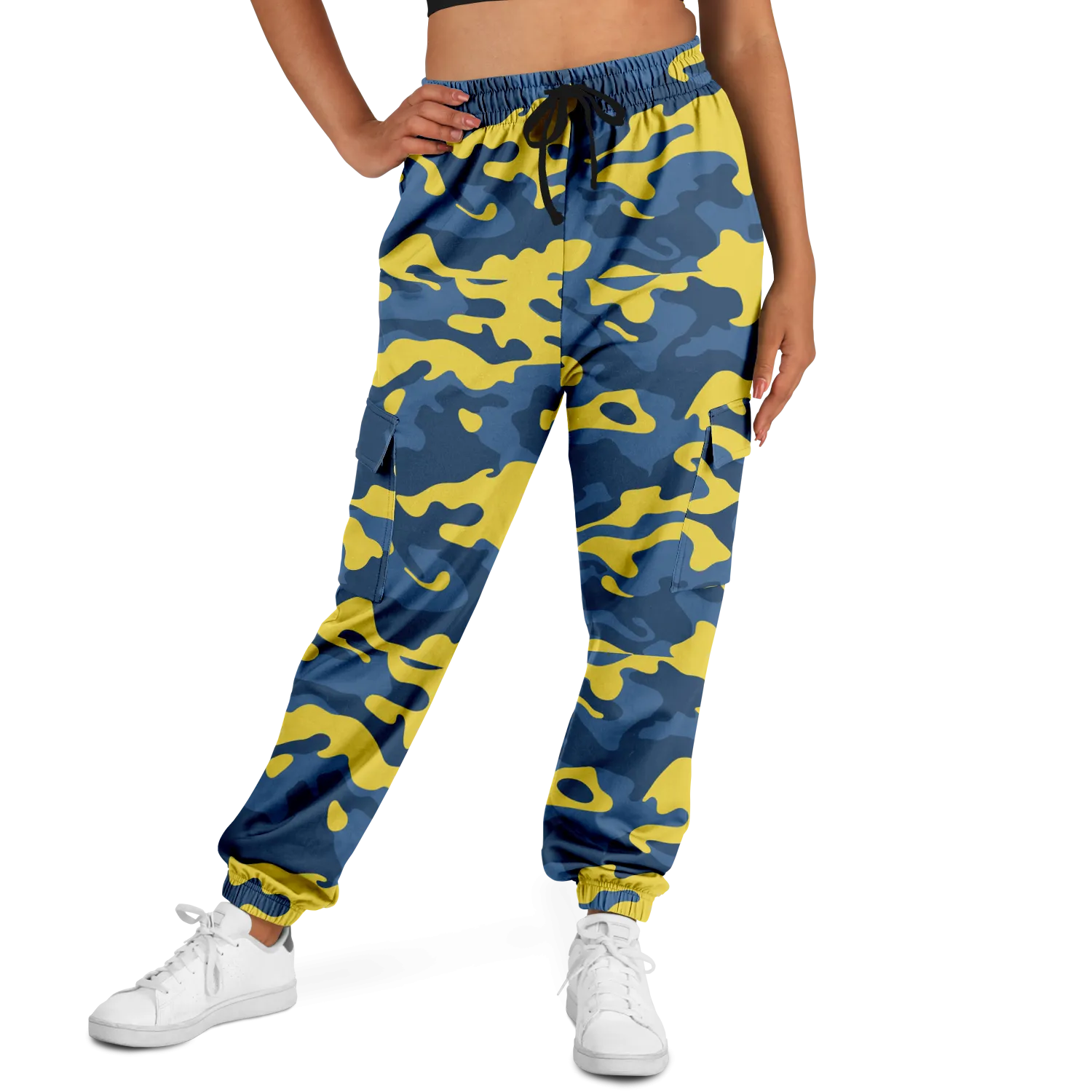 Blue & Yellow Camo Cargo Pants | Unisex