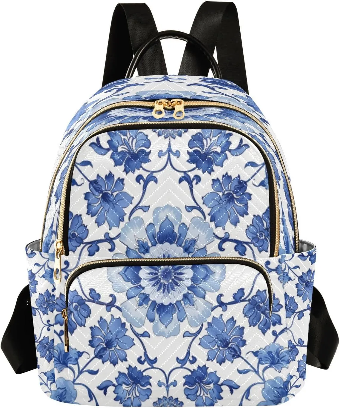 Blue and White Porcelain Women Backpack Purse Fashion Ladies Shoulder Bag Casual College Travel Backpacks Bag Medium