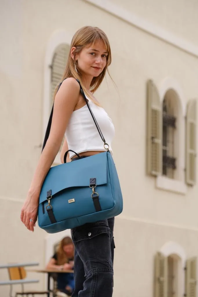 Blue Turquoise Vegan Leather Large 'Jaffa' Backpack/Side Bag