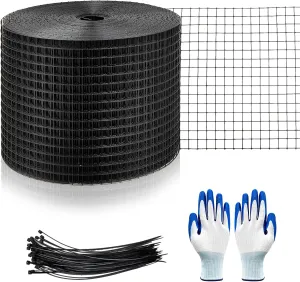 Blulu 8in X 100ft Solar Panel Bird Guard Critter Guard Roll Kit Solar Mesh Screen for Bird Proofing Solar Panels with 50pcs Cable Ties 1/2inch Removable Mesh PVC Coated Wire Protection Net