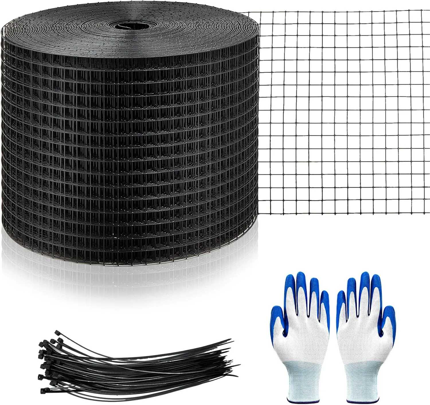 Blulu 8in X 100ft Solar Panel Bird Guard Critter Guard Roll Kit Solar Mesh Screen for Bird Proofing Solar Panels with 50pcs Cable Ties 1/2inch Removable Mesh PVC Coated Wire Protection Net