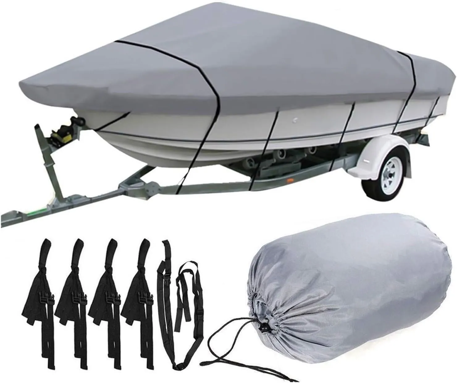 Boat Cover Waterproof Yacht Boat Cover Outdoor Protection 600D Anti-Smashing Tear-Proof Sunshade Anti-UV Boat Cover (Size:420x270cm)