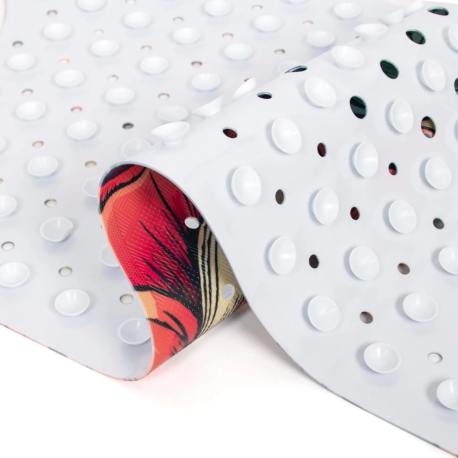 Bohemia Floral Bathtub Mat Non Slip for Kids 40x16in Extra Long Anti Slip Bath Mat for Tub Abstract Bath Shower Mat with Large Drain Holes and Suction Cups Quality Honeycomb Design Bathroom Decor