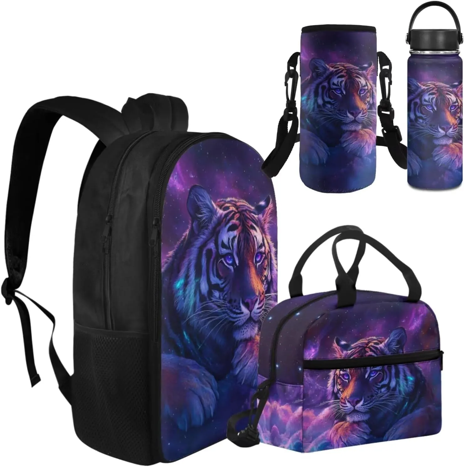 Bookbag for Boys Dinosaur with Lunch Box Little Kids Cool Middle-School Elementary Bookbags with Water Bottle and Bottle Holder Set 4 in 1 for Children Back to School Gifts
