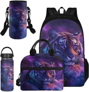 Bookbag for Boys Dinosaur with Lunch Box Little Kids Cool Middle-School Elementary Bookbags with Water Bottle and Bottle Holder Set 4 in 1 for Children Back to School Gifts