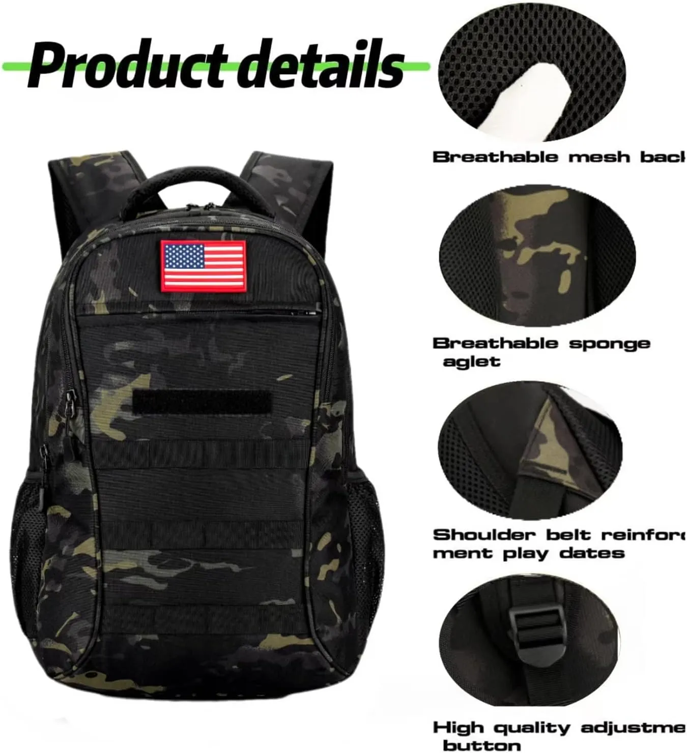Boys Backpack for School,Military Teen Boys Backpack with USB Charging Pot,Camo Backpack Men 40L