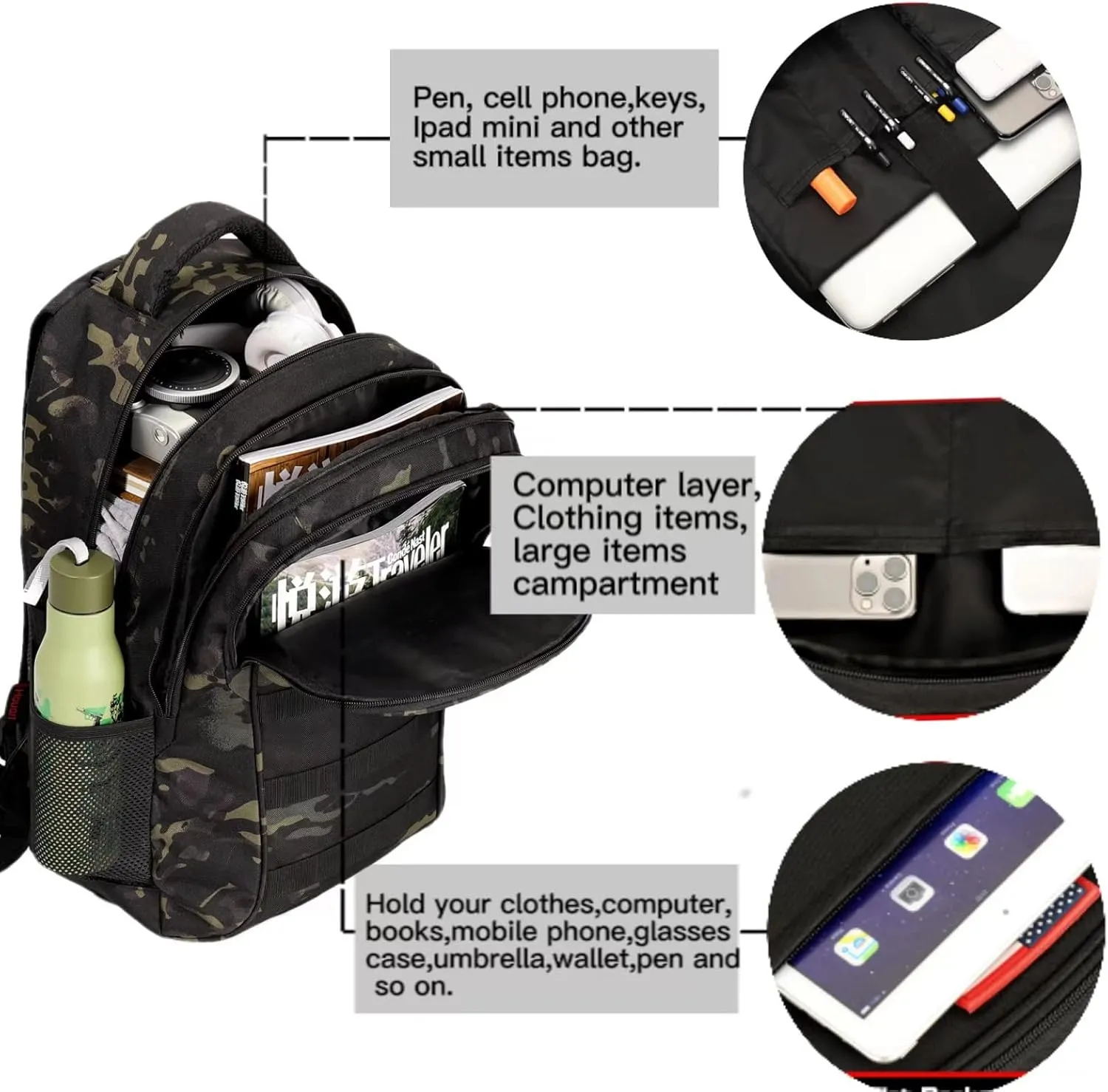 Boys Backpack for School,Military Teen Boys Backpack with USB Charging Pot,Camo Backpack Men 40L