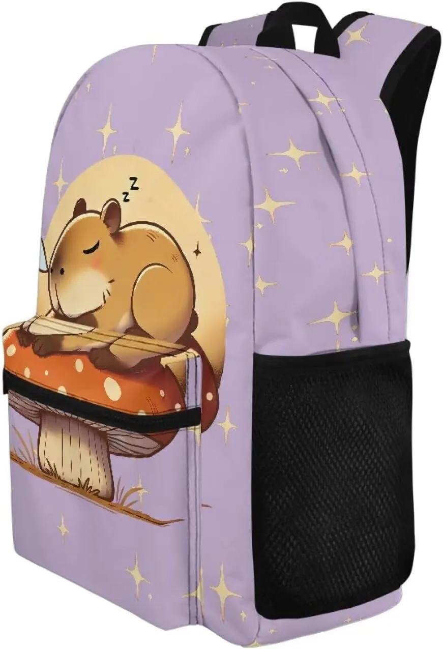 Boys Bookbag Sleep Copybara Backpack for Girls Aged 8-10Y Big Backpacks with Pocket 5th Grade Sturdy Elementary School Bag Adjustable Shoulder for Kids