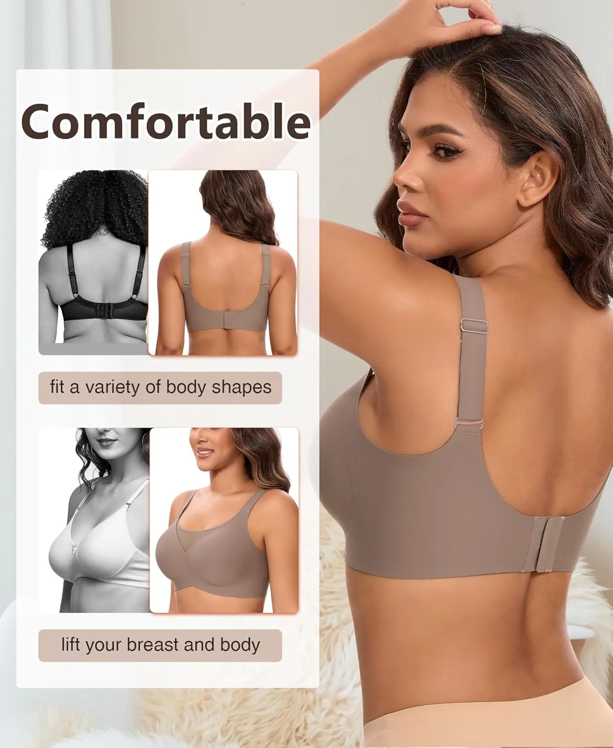Bras for Women Wireless Seamless Mesh Push Up No Underwire Plus Size Soft Comfortable Sleep Everyday Brattlets with Extender