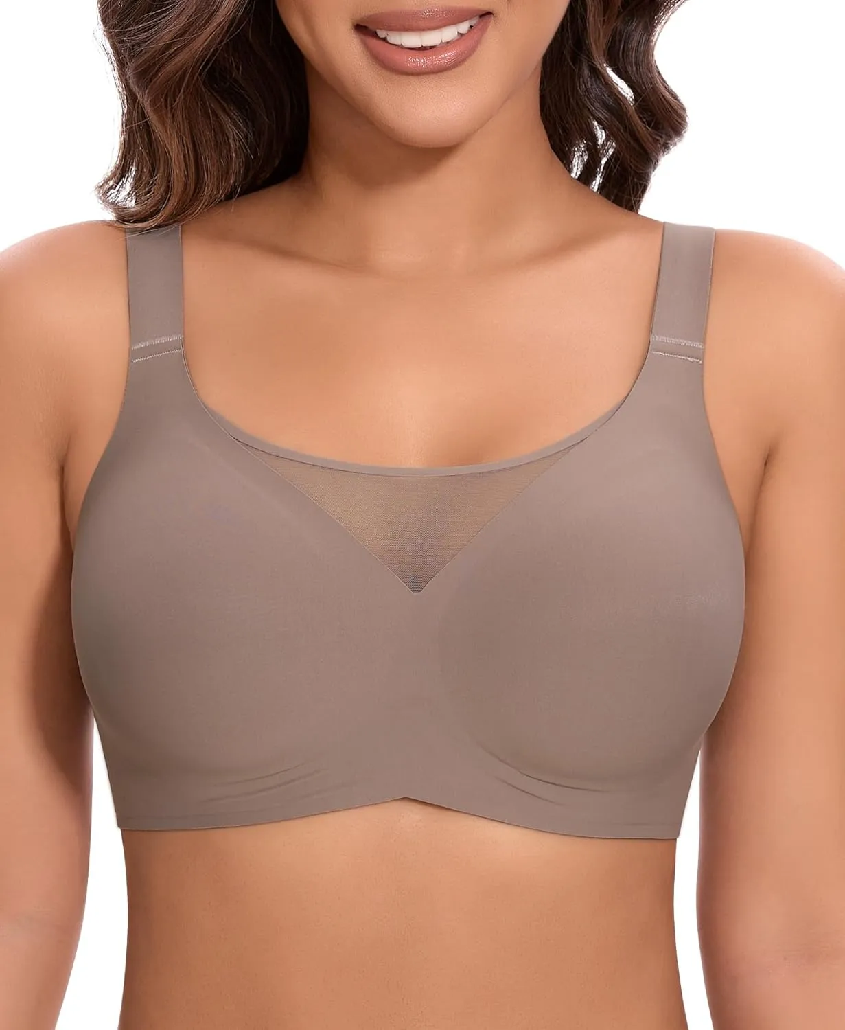 Bras for Women Wireless Seamless Mesh Push Up No Underwire Plus Size Soft Comfortable Sleep Everyday Brattlets with Extender