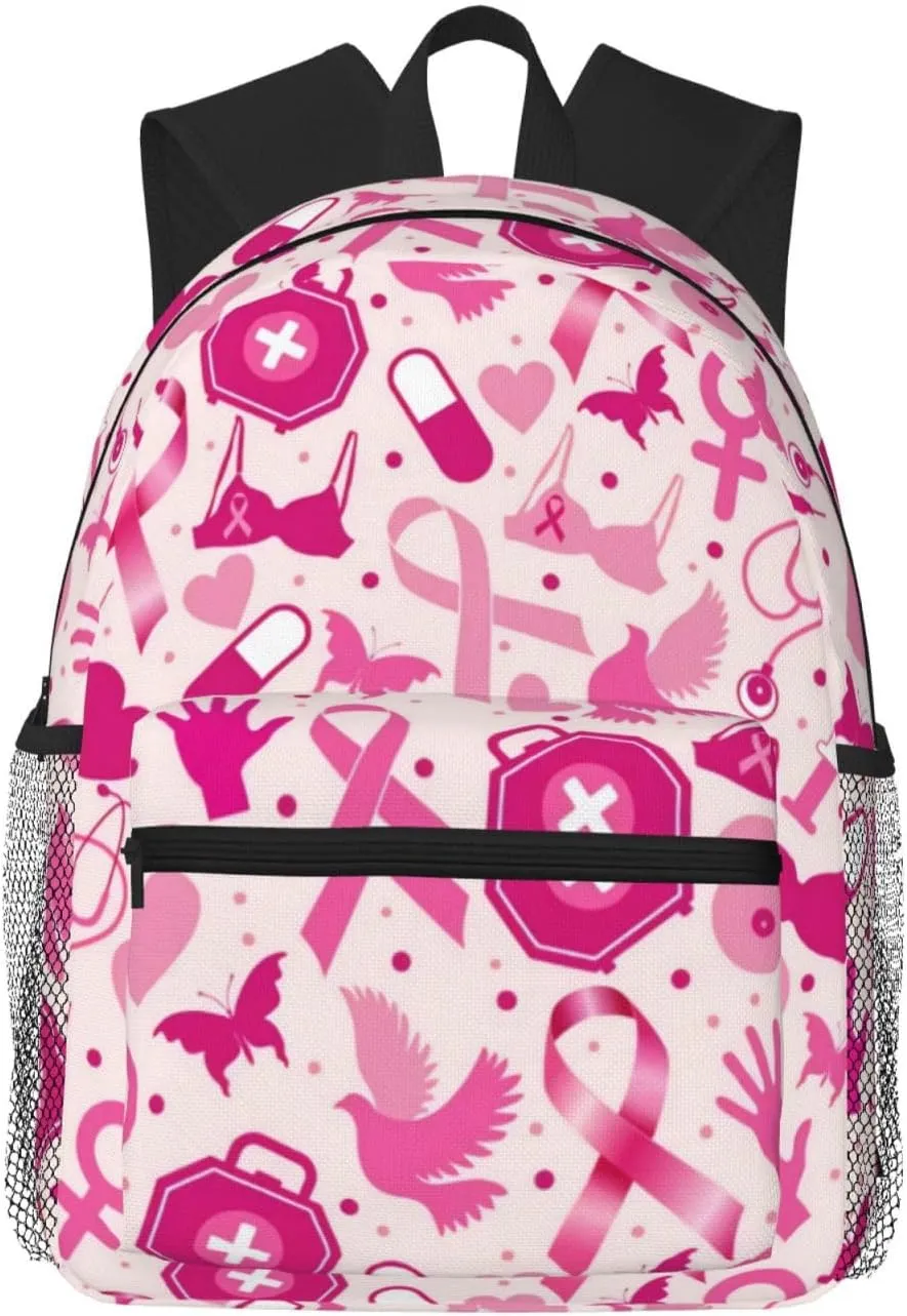 Breast Cancer Awareness Lightweight Packable Backpack Travel Casual Hiking Daypack Foldable Backpack For Men Women