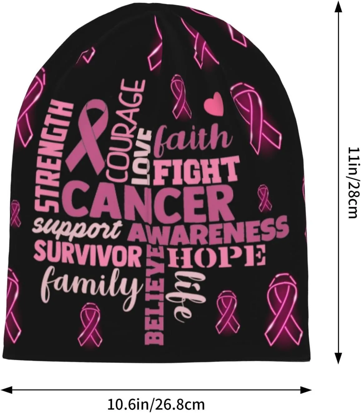 Breast Cancer Awareness Multifunction Beanie Hat for Men Women Fashion Scarf Soft Stretch Skull Cap