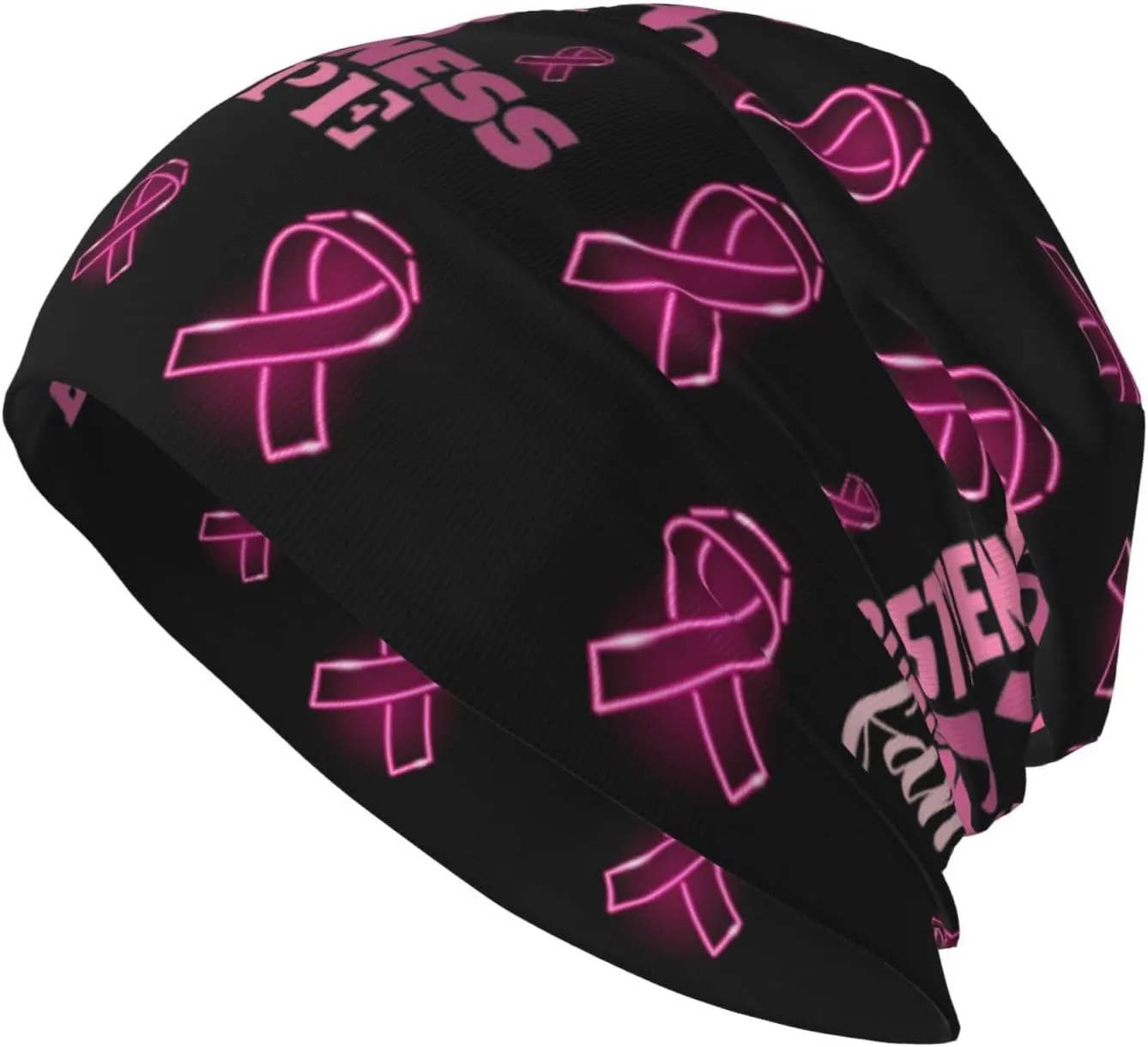Breast Cancer Awareness Multifunction Beanie Hat for Men Women Fashion Scarf Soft Stretch Skull Cap
