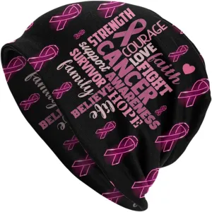 Breast Cancer Awareness Multifunction Beanie Hat for Men Women Fashion Scarf Soft Stretch Skull Cap