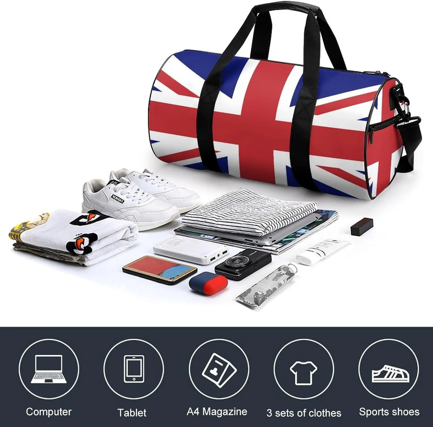 British Flag Travel Duffel Bag with Wet Pocket for Men Women Gym Weekender Tote
