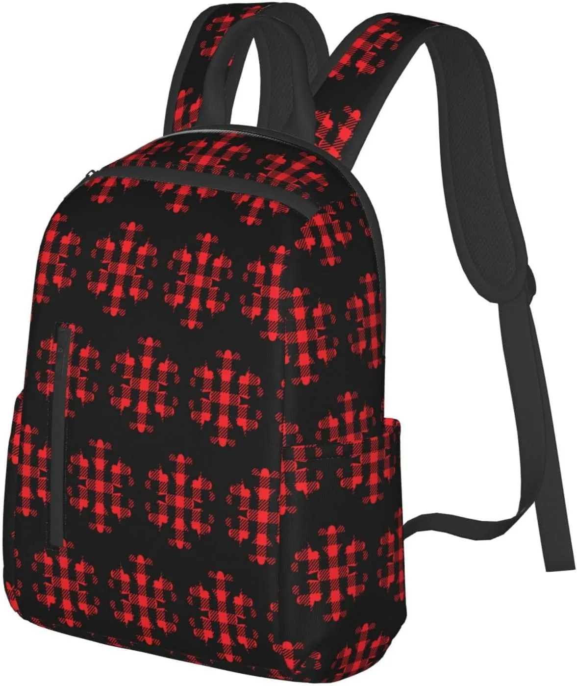 Buffalo Plaid Snowflake Casual Backpacks Large Capacity Laptop Backpack Sports Rucksack Travel Daypack Adjustable Shoulder Strap Work Bag for Outdoor Camping