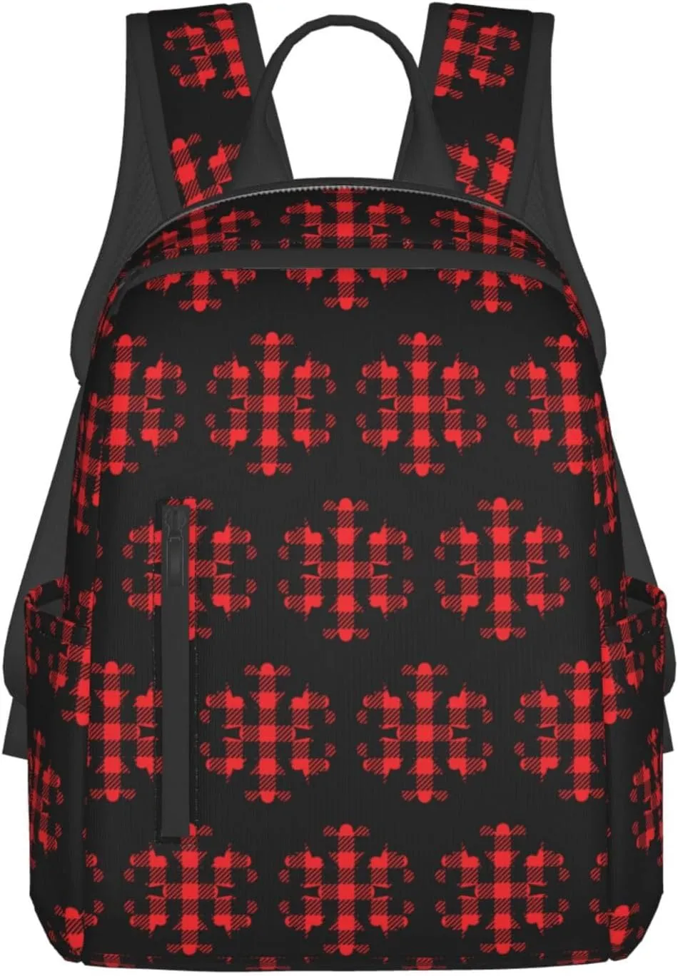Buffalo Plaid Snowflake Casual Backpacks Large Capacity Laptop Backpack Sports Rucksack Travel Daypack Adjustable Shoulder Strap Work Bag for Outdoor Camping
