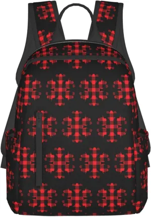 Buffalo Plaid Snowflake Casual Backpacks Large Capacity Laptop Backpack Sports Rucksack Travel Daypack Adjustable Shoulder Strap Work Bag for Outdoor Camping