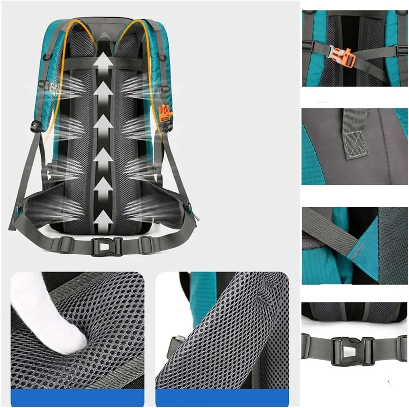 Business Backpack Camping Travel With Rain Cover Outdoor Mountaineering Backpack Shoulder Mountaineering Bag(Deep blue)