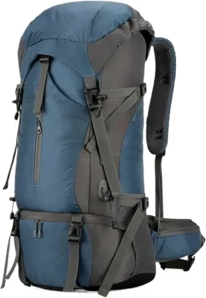 Business Backpack Camping Travel With Rain Cover Outdoor Mountaineering Backpack Shoulder Mountaineering Bag(Deep blue)